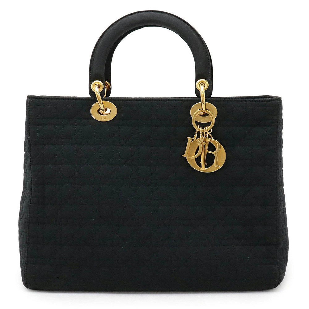 Christian Dior Lady Cannage Handbag Tote Bag Black